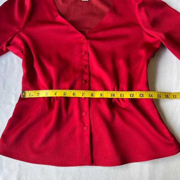 J. Crew Factory Satin Back Crepe Button - Front Blouse - Picture 5 of 10